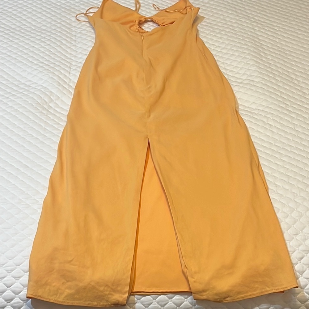 Zara Yellow Orange Sleeveless Tank Top with Cut Out Tie Front - Picture 6 of 7